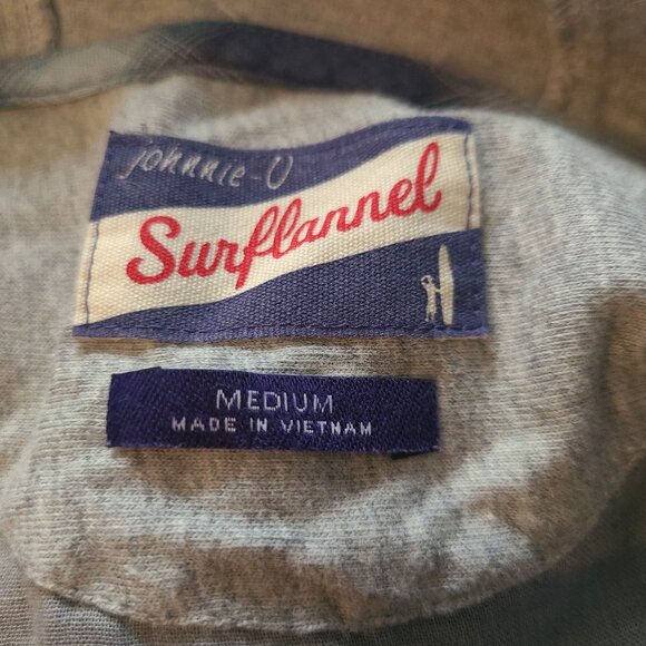 Johnnie O Shirt Mens M Gray & Purple Button Up Hoodie Surf Shacket Pockets - Picture 9 of 13